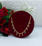 Emerald-Cut Solitaire Crystal Drop Necklace (Gold Curb Chain)