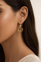 Classic Heart Rose Drop Earrings