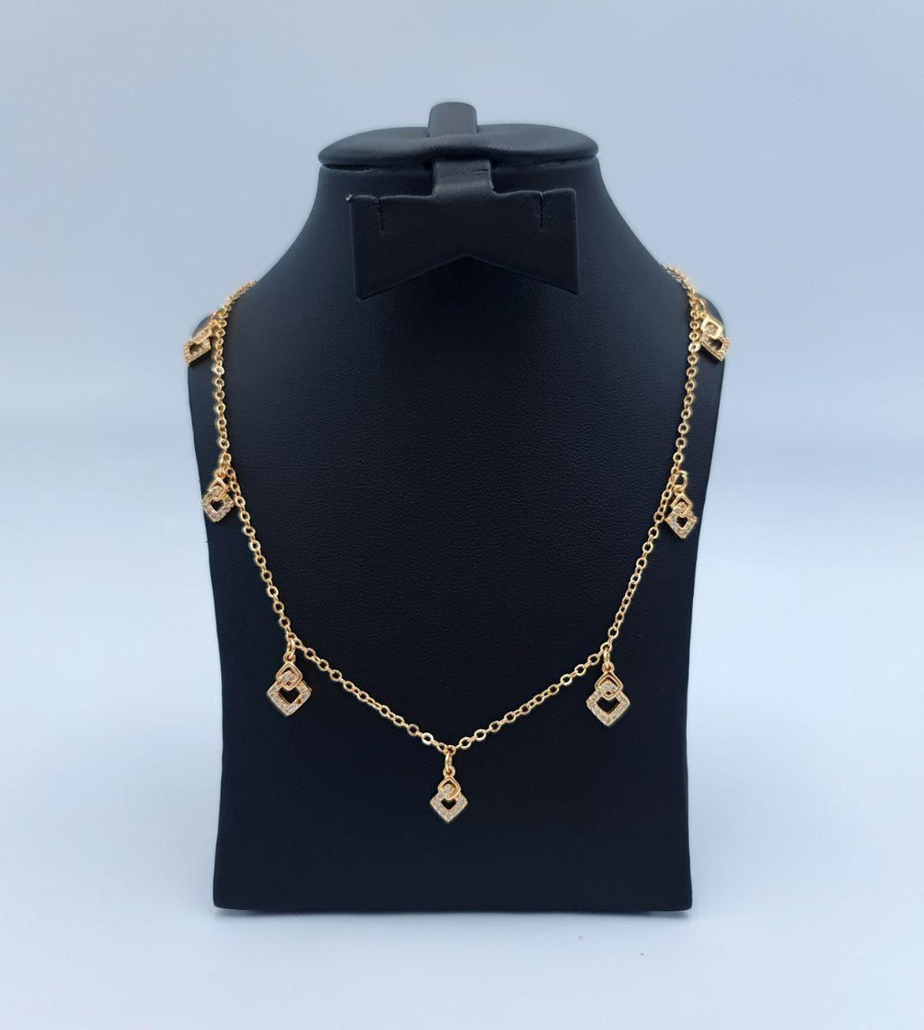 Sparkling Geometric Square Charm Necklace