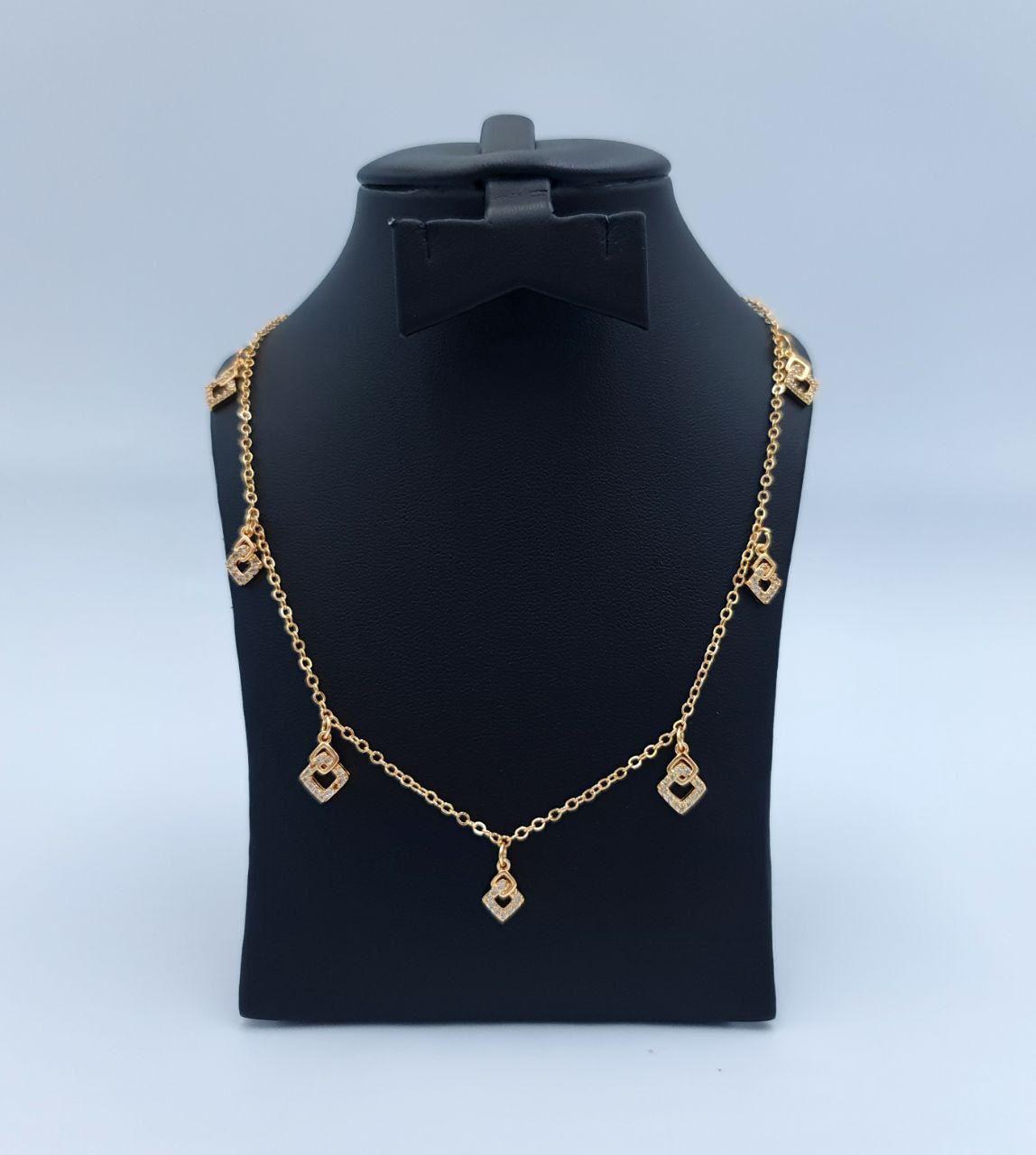 Sparkling Geometric Square Charm Necklace