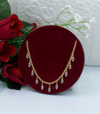 Marquise-Cut Solitaire Crystal Drop Necklace (Gold Curb Chain)