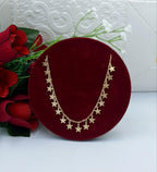 Textured Stardust Star Charm Necklace (Gold Curb Chain)