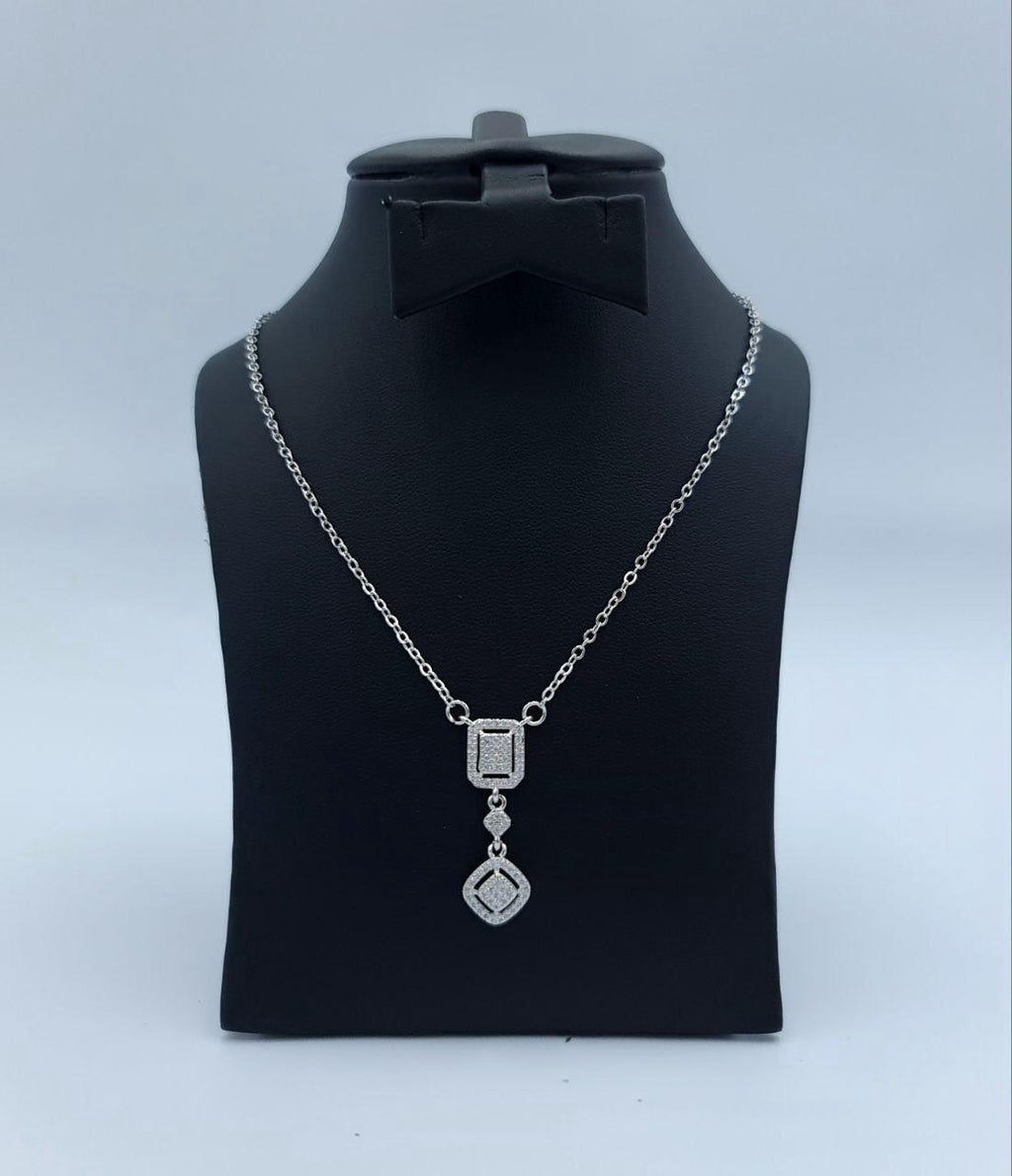 Geometric Diamond-Illusion Drop Necklace