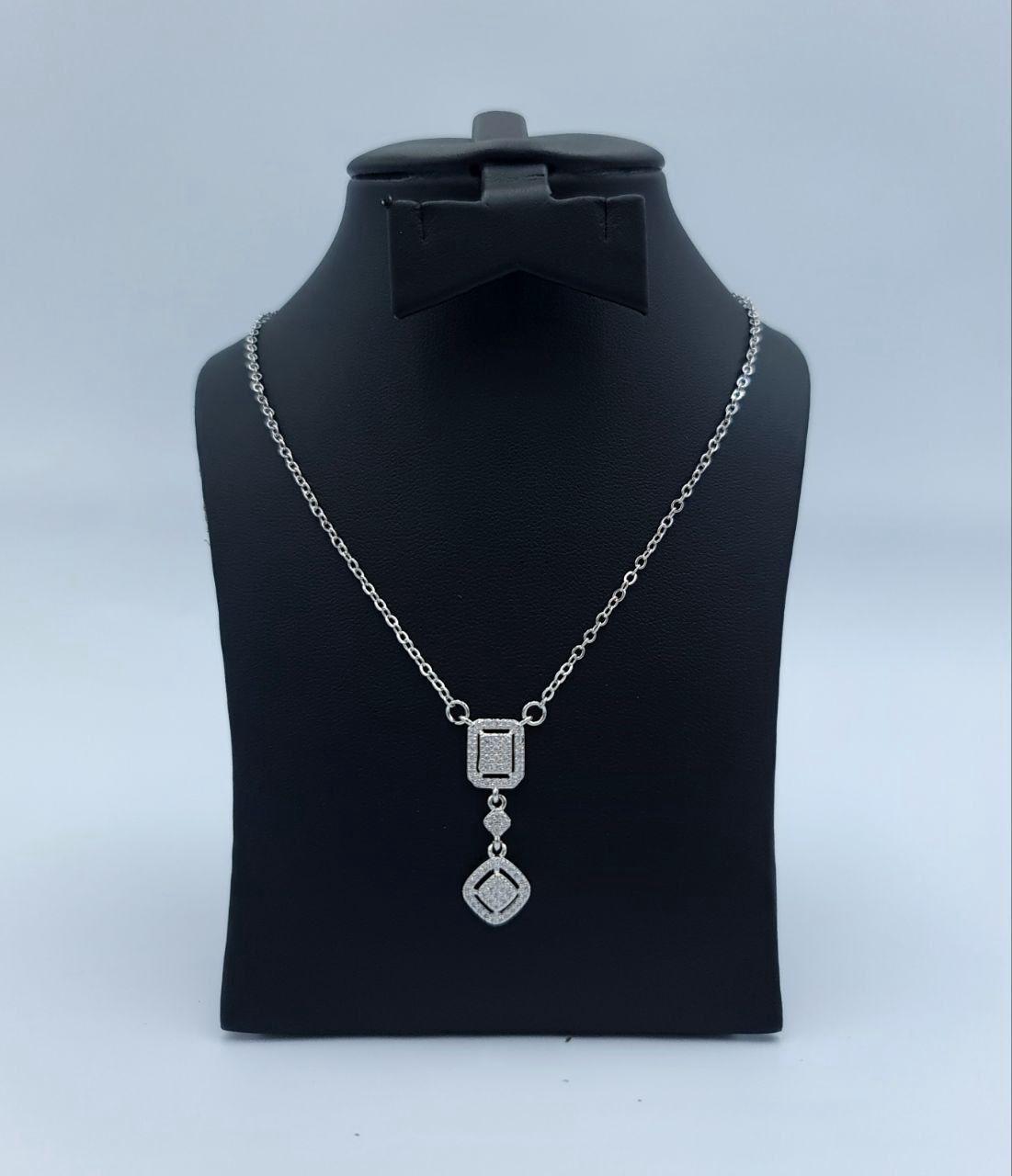 Geometric Diamond-Illusion Drop Necklace