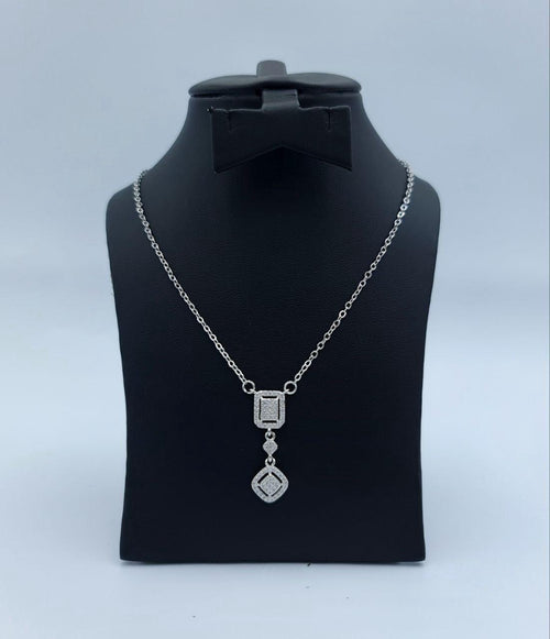 Geometric Diamond-Illusion Drop Necklace