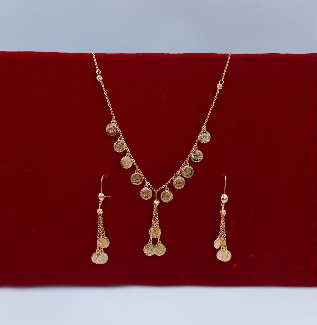 Traditional "Lira" Coin Charm Gold-Tone Set (Necklace & Earrings)