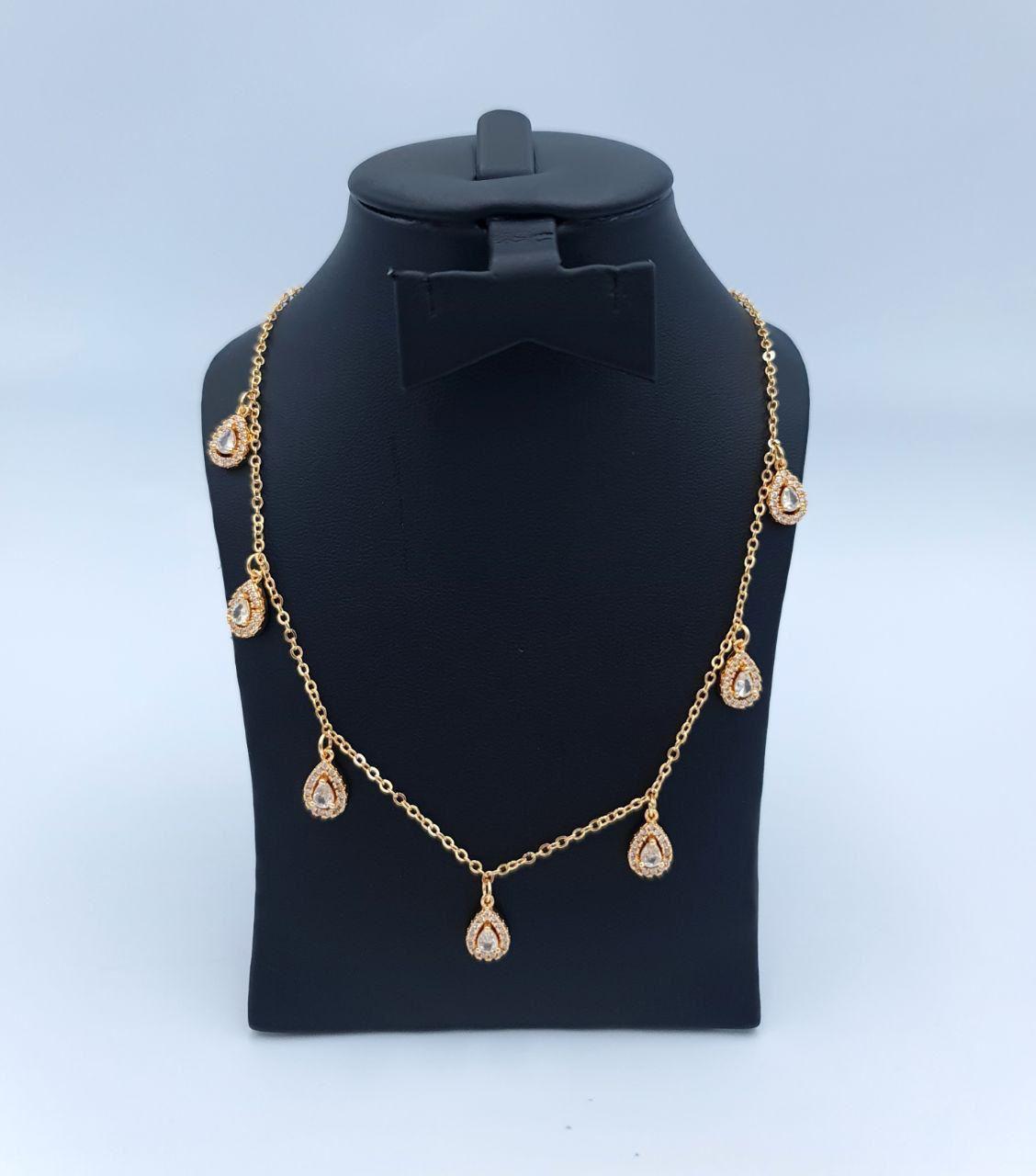 Radiant Pear-Cut Halo Charm Necklace