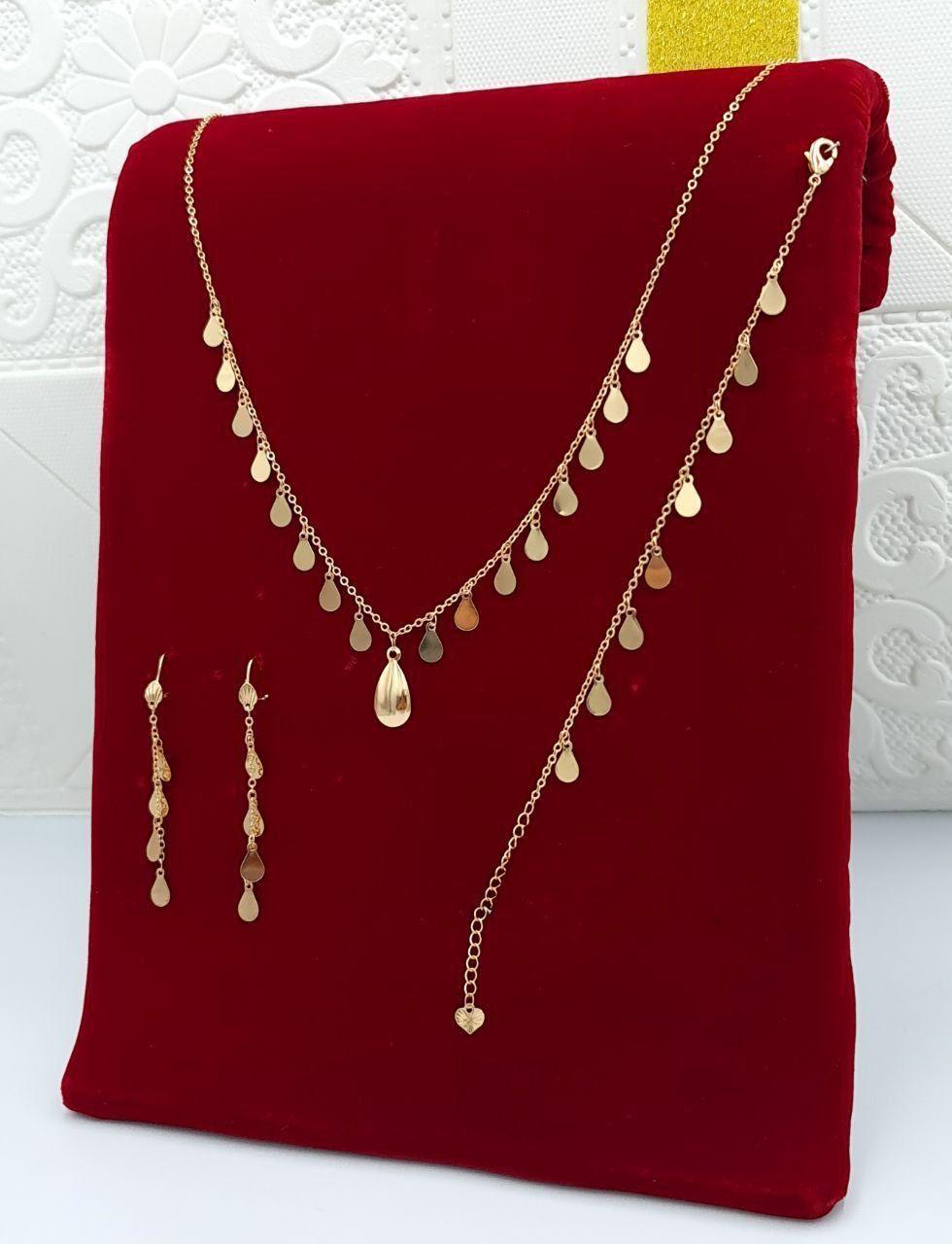 Sleek Liquid Gold Teardrop 3-Piece Set (Necklace, Bracelet, Earrings)
