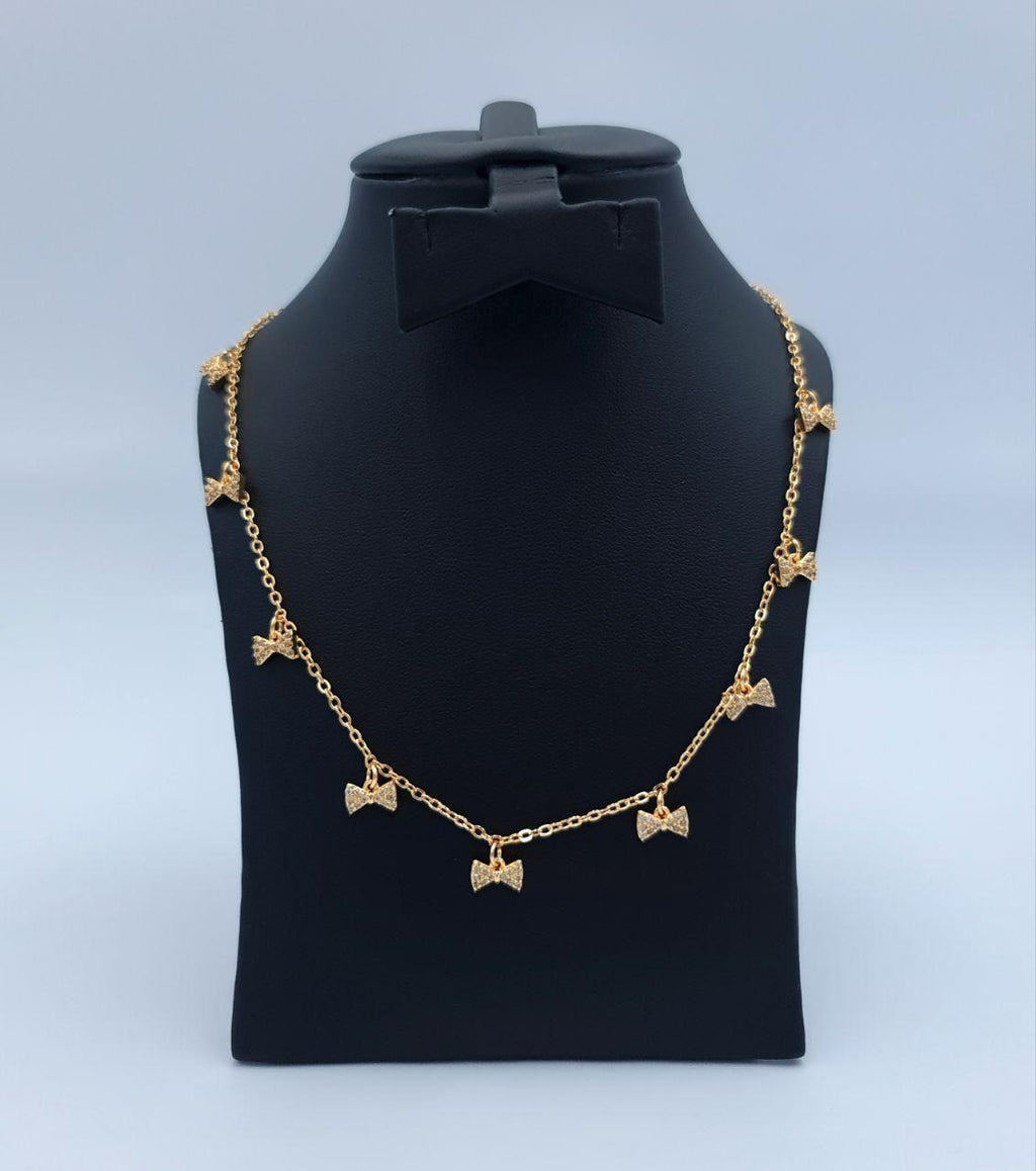 Sparkling Crystal Bow Charm Necklace