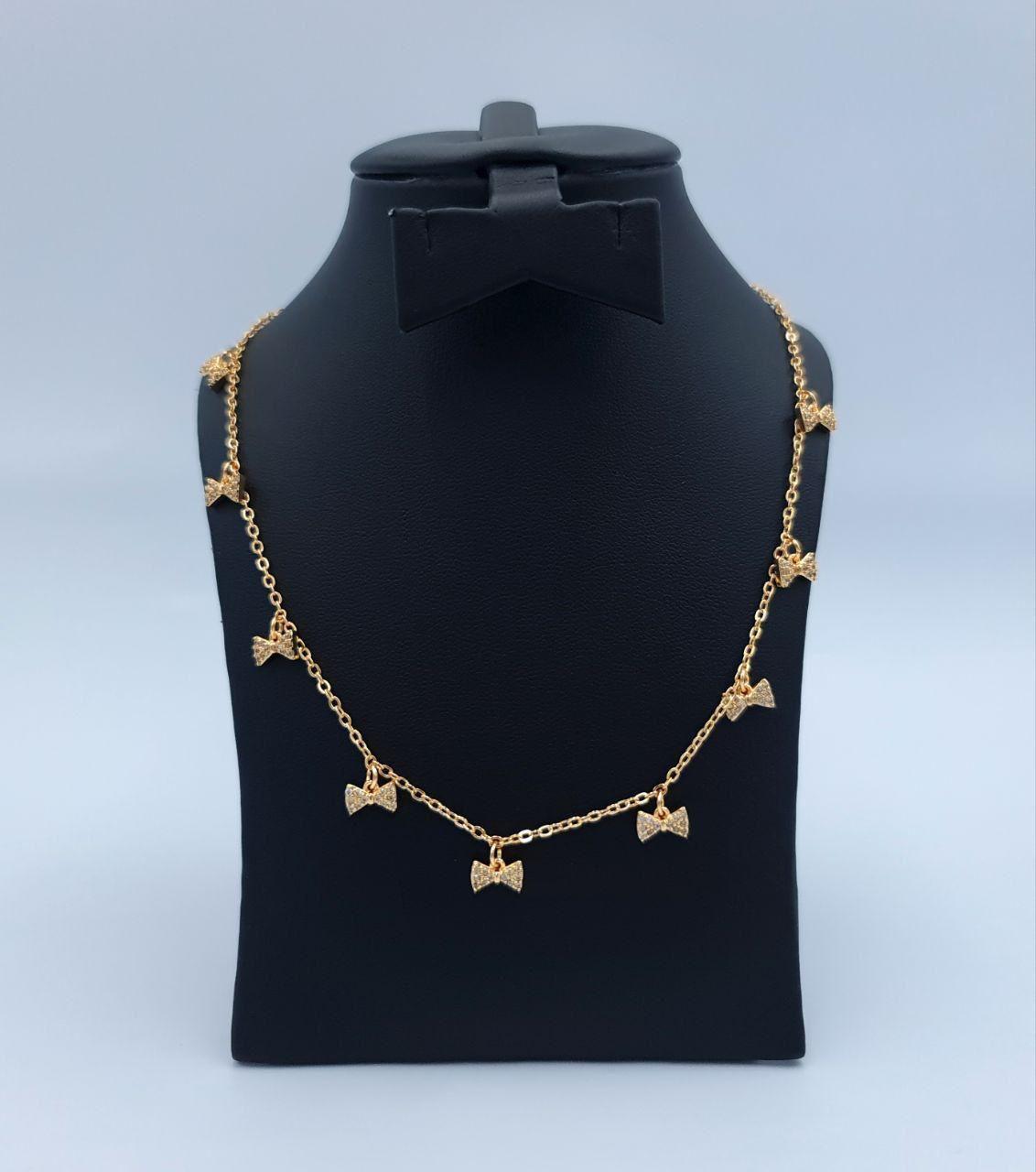 Sparkling Crystal Bow Charm Necklace