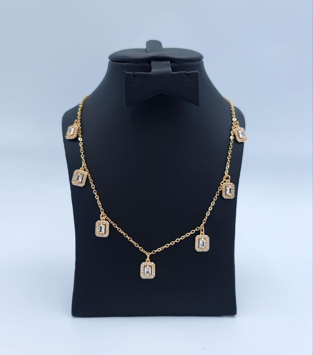 Radiant Emerald-Cut Illusion Halo Necklace