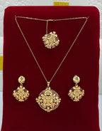 Royal Floral Filigree Rhombus 3-Piece Set (Necklace, Earrings, Ring)