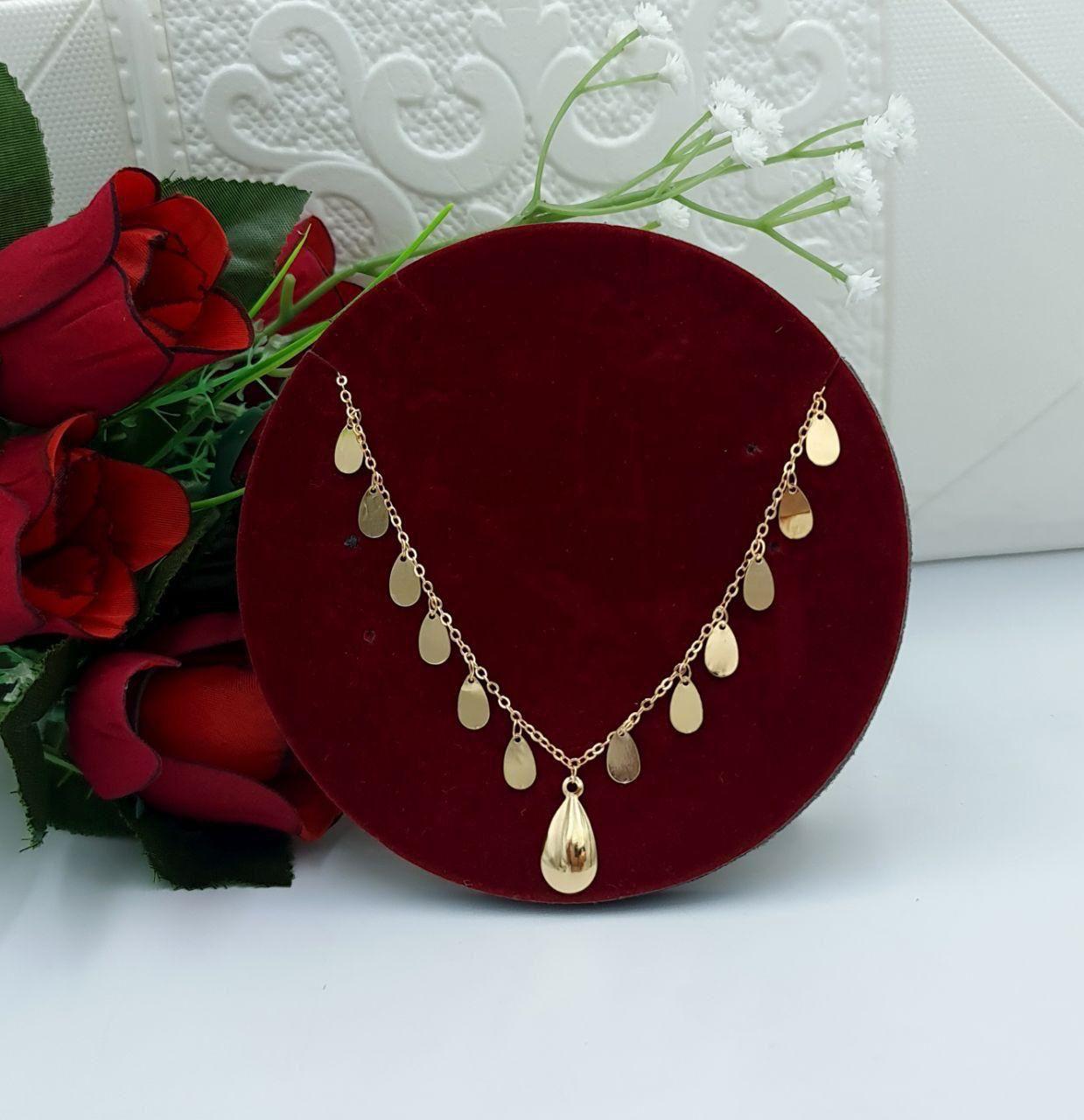 Sleek Polished Teardrop Fringe Necklace (High-Shine Gold Tone)
