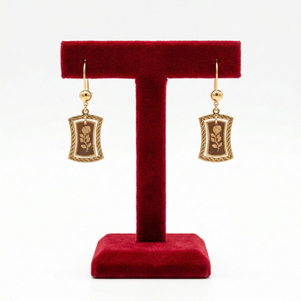 Classic Rectangular Rose Drop Earrings
