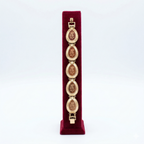 Elegant Teardrop Floral Medallion Gold-Tone Bracelet