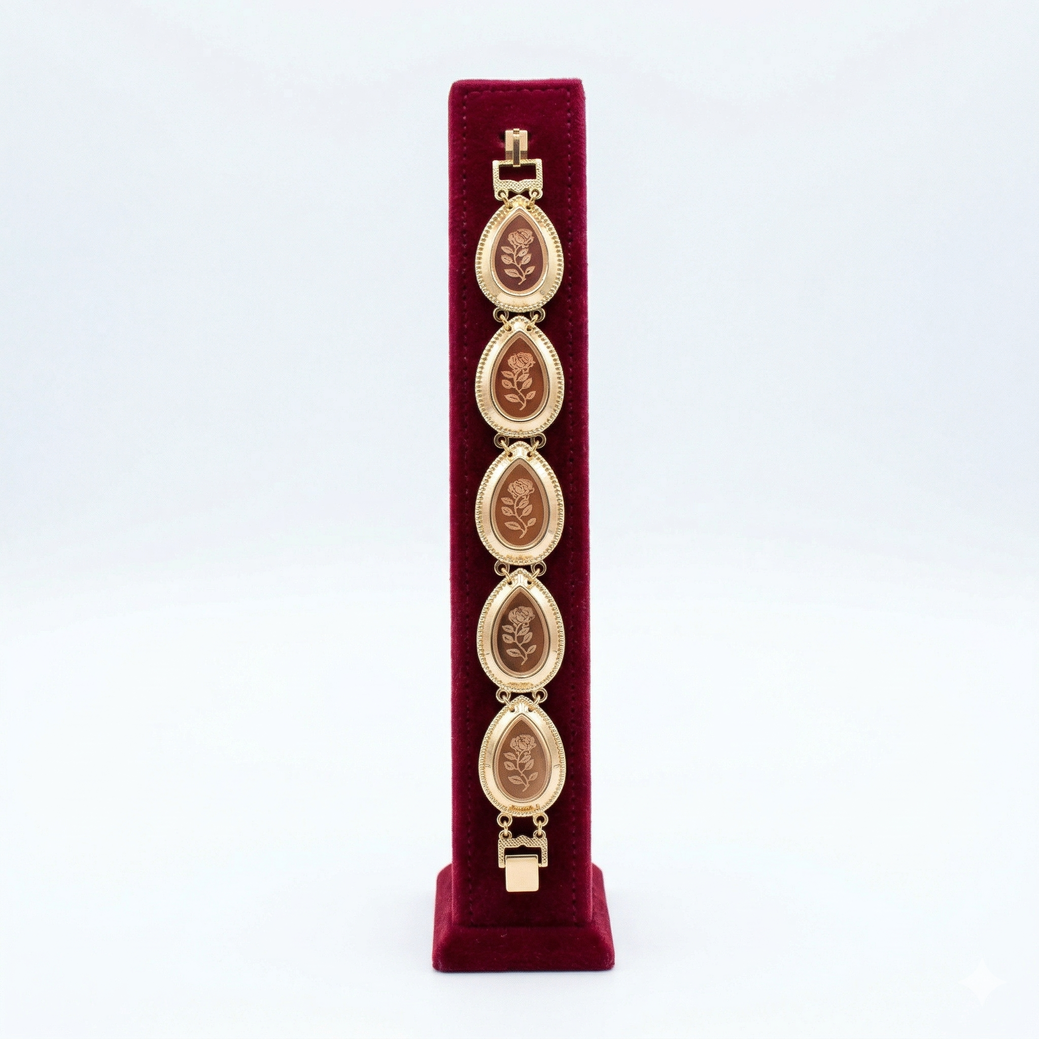 Elegant Teardrop Floral Medallion Gold-Tone Bracelet