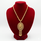 Royal Oval Rose Scroll Filigree Long Necklace