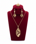 Golden Marquise Floral Filigree 4-Piece Jewelry Set