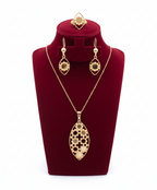 Golden Marquise Floral Filigree 4-Piece Jewelry Set