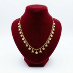 Textured Stardust Star Charm Necklace (Gold Curb Chain)