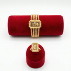 Royal Quadruple-Row Rose Bracelet & Ring Set