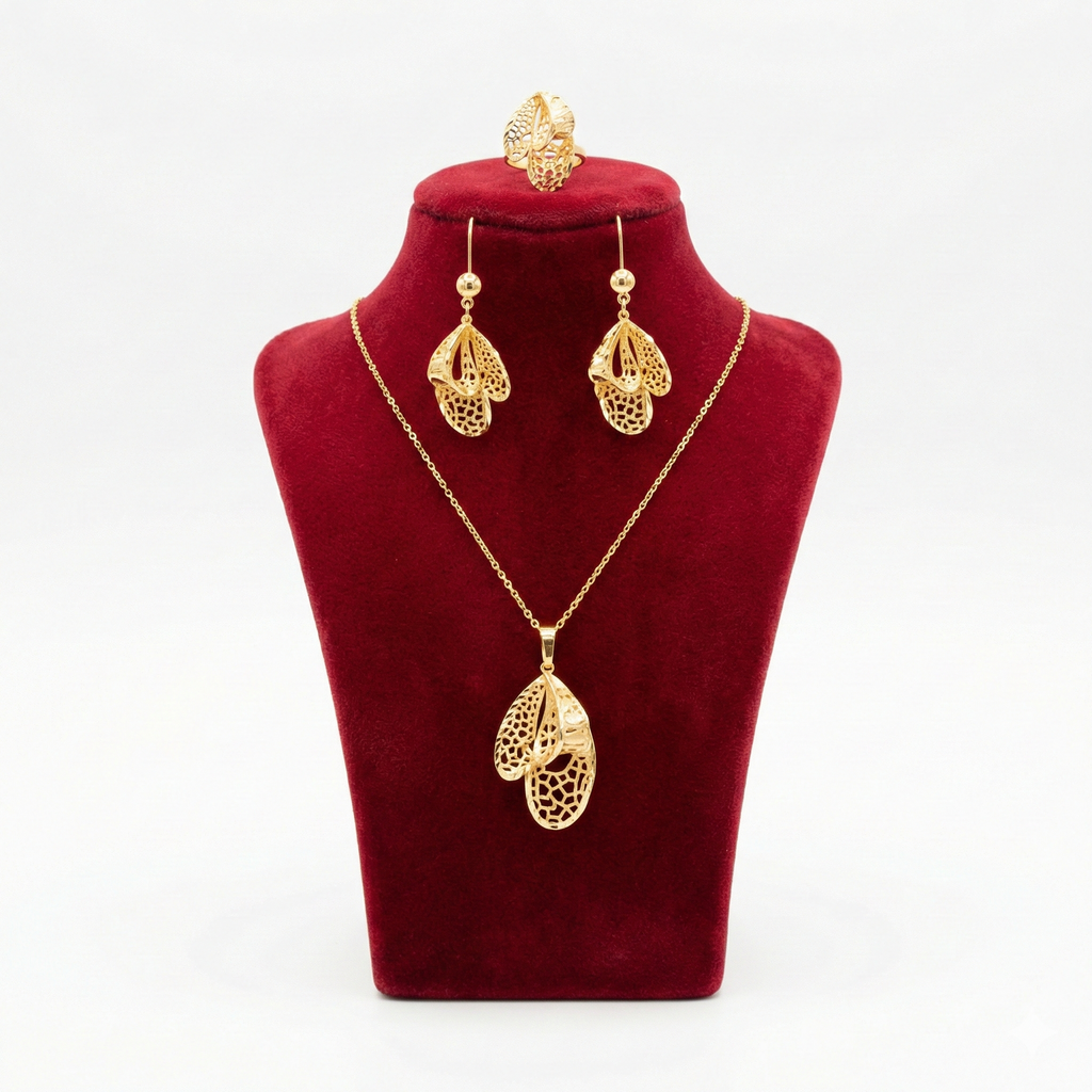 Royal Golden Abstract Filigree Petal 3-Piece Set