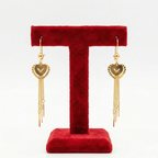 Romantic Heart Tassel Gold Drop Earrings