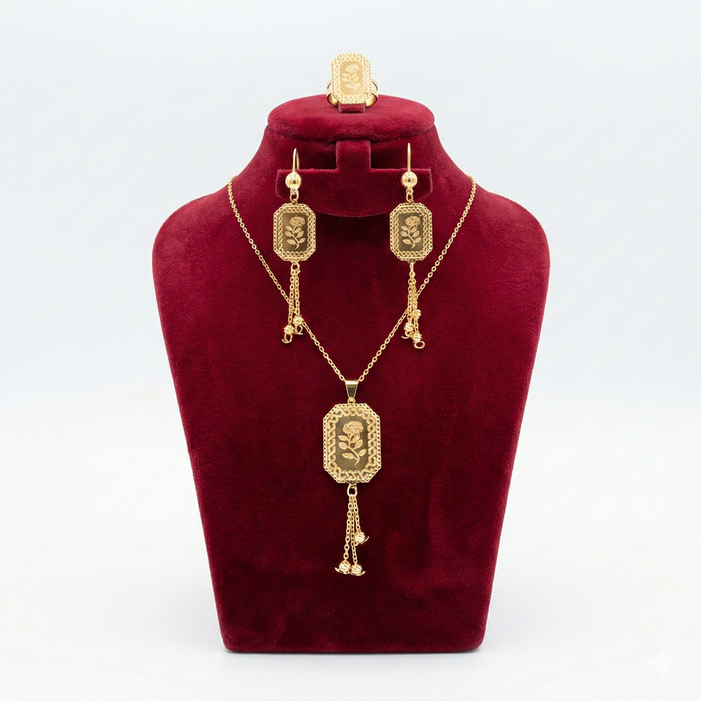 Vintage Rose Rectangular Tassel 3-Piece Set