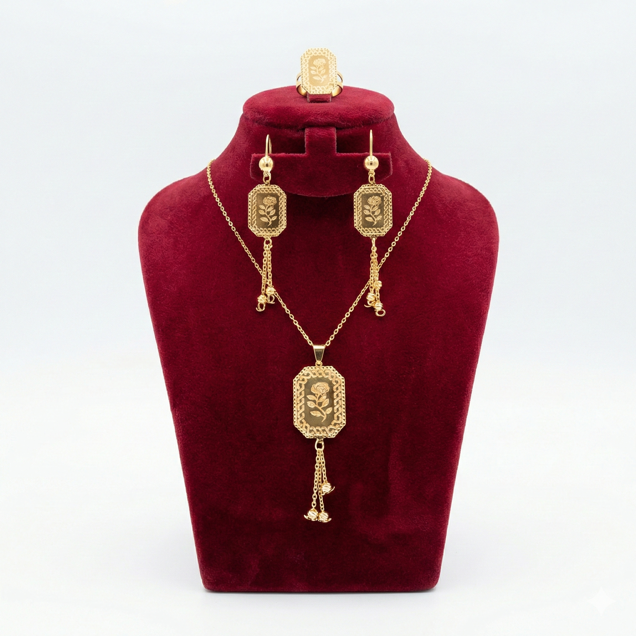 Vintage Rose Rectangular Tassel 3-Piece Set