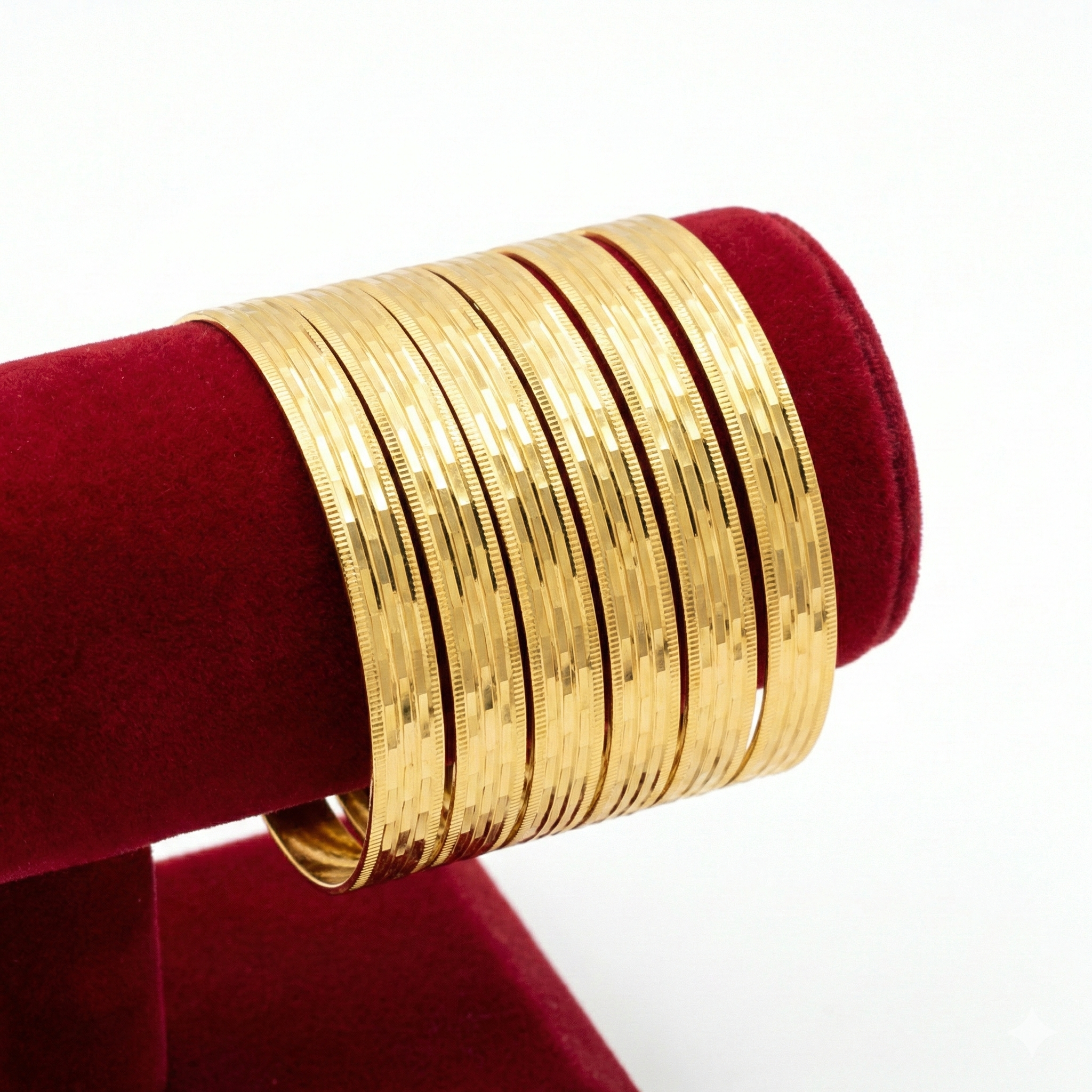 Royal Geometric Faceted Gold Bangle