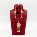 Radiant Sunburst Hexagon Tassel 3-Piece Set (Gold Tone)
