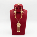 Radiant Sunburst Hexagon Tassel 3-Piece Set (Gold Tone)