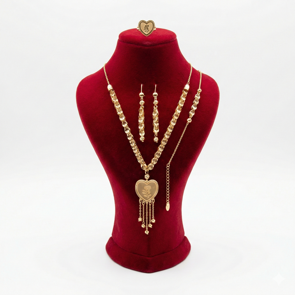 Royal Woven Chain Heart Rose 4-Piece Set