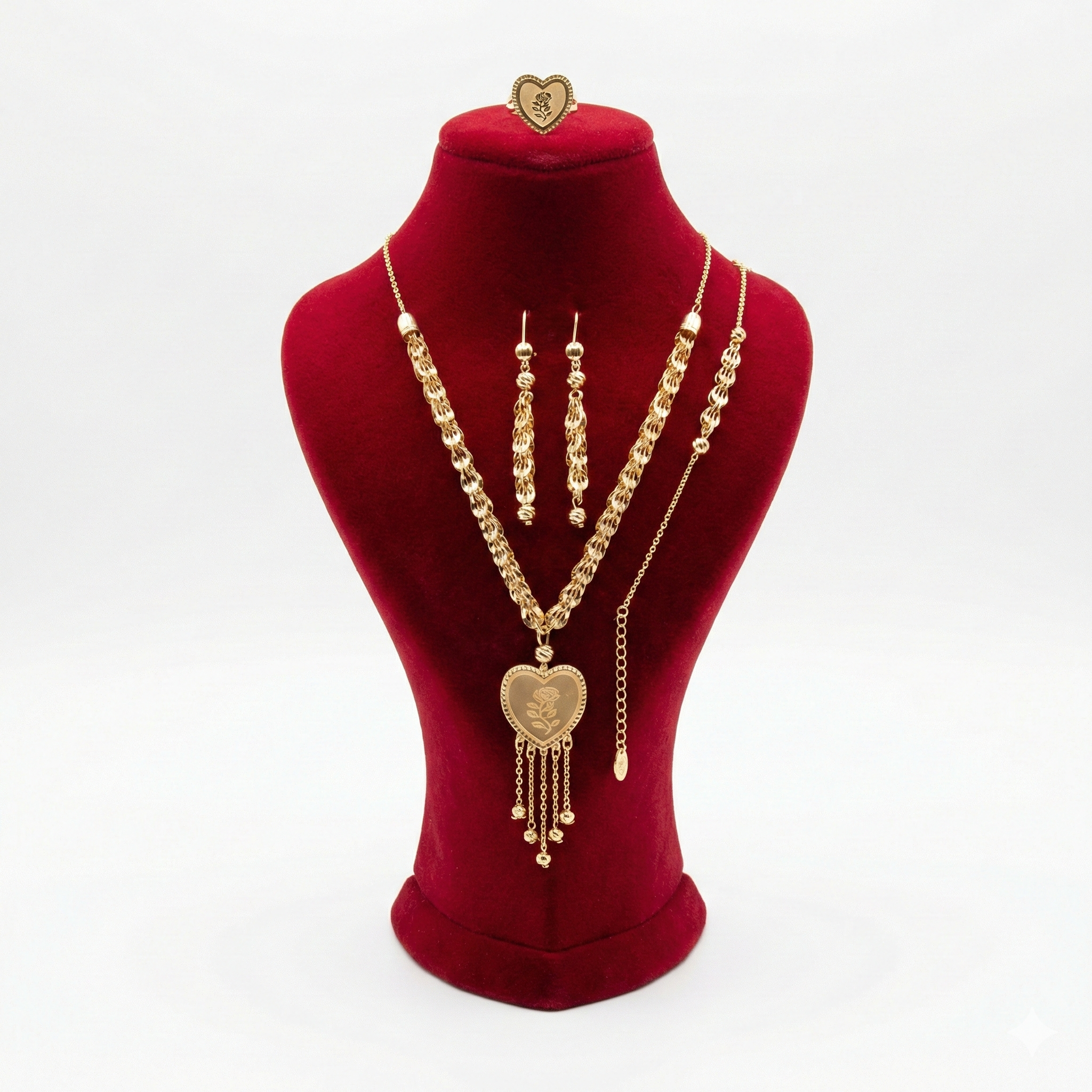 Royal Woven Chain Heart Rose 4-Piece Set
