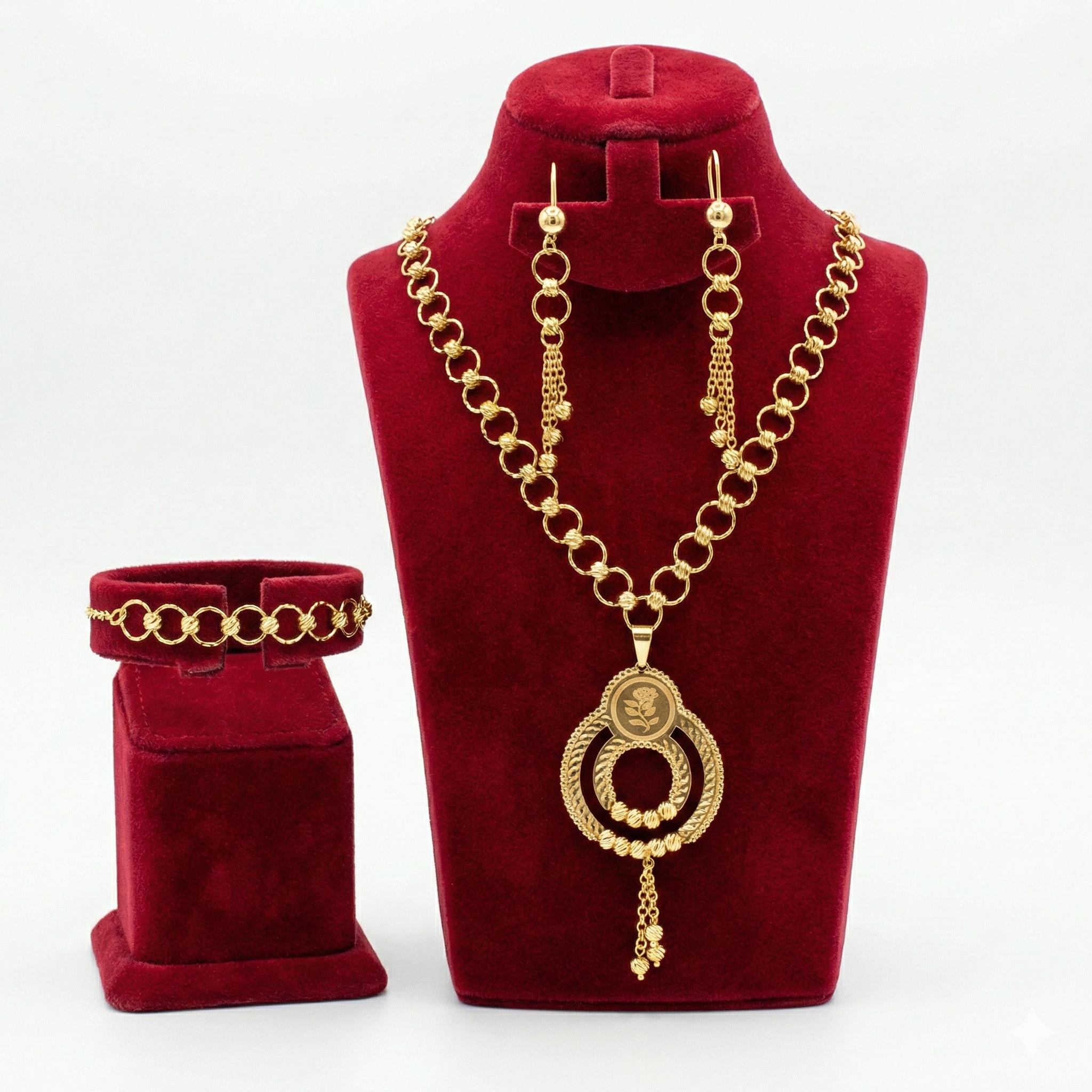 Royal Rose Interlocking Circle 4-Piece Jewelry Set