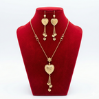 Romantic Rose Heart Tassel Necklace Set (Gold Tone)