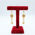 Scalloped Medallion Rose Dangle Earrings