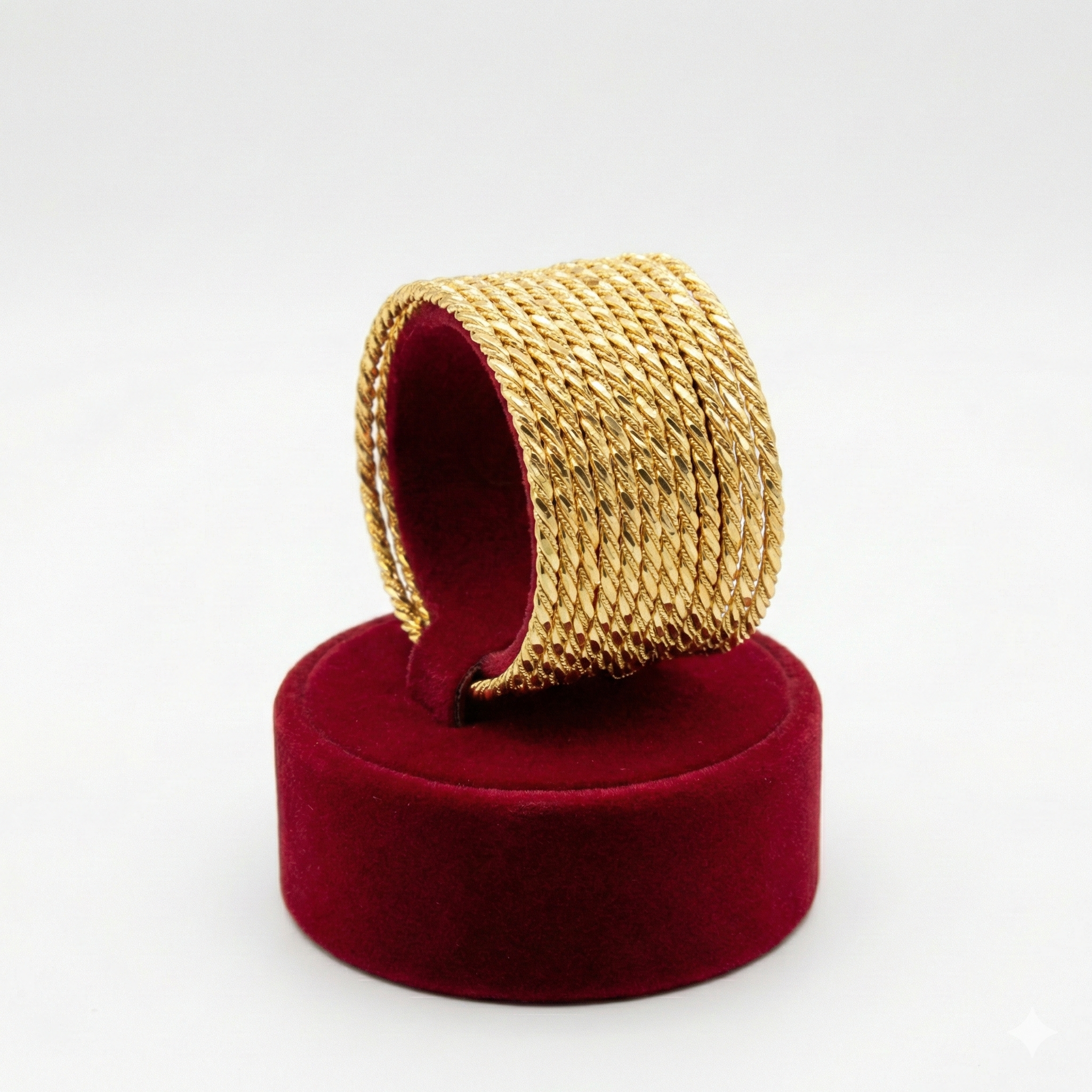 Twisted Rope Texture Gold Bangle
