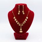 Traditional "Lira" Coin Charm Gold-Tone Set (Necklace & Earrings)