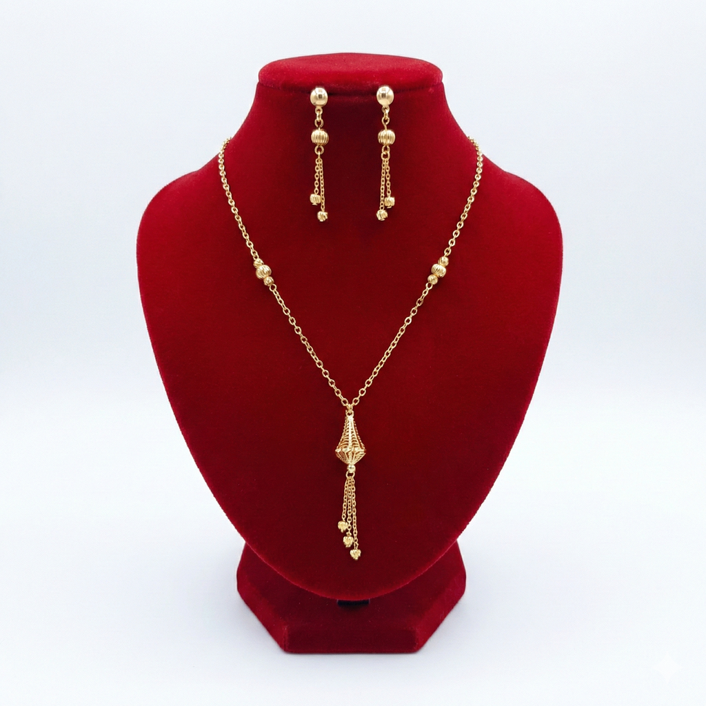Royal Filigree Lantern Drop Gold-Tone Set (Necklace & Earrings)