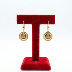 Octagonal Vintage Rose Drop Earrings