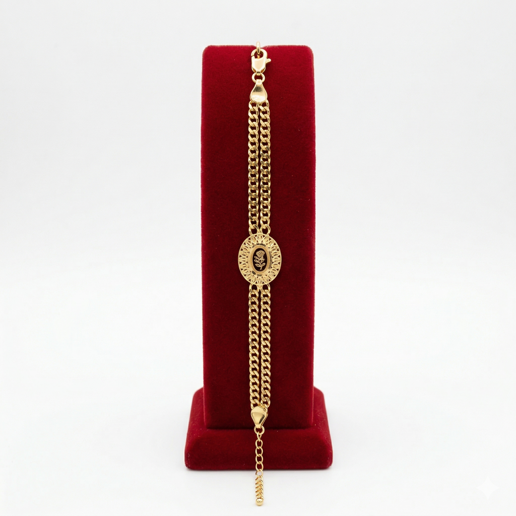 Geometric Floral Khaleeji Gold-Tone Bracelet