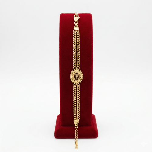 Geometric Floral Khaleeji Gold-Tone Bracelet