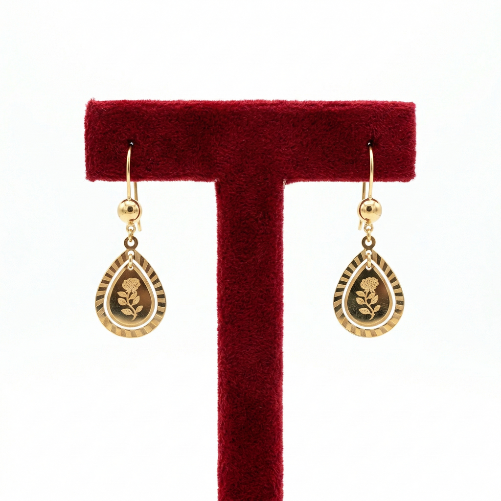 Classic Teardrop Rose Drop Earrings