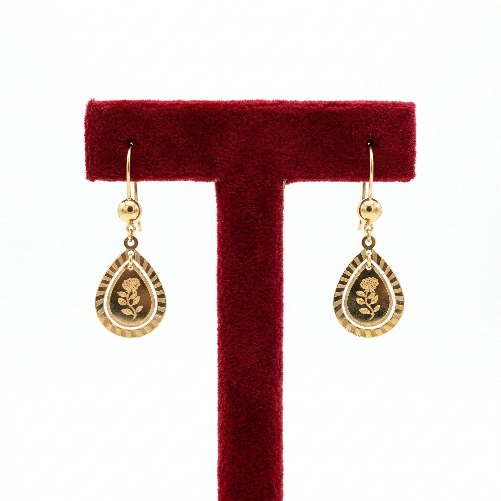 Classic Teardrop Rose Drop Earrings