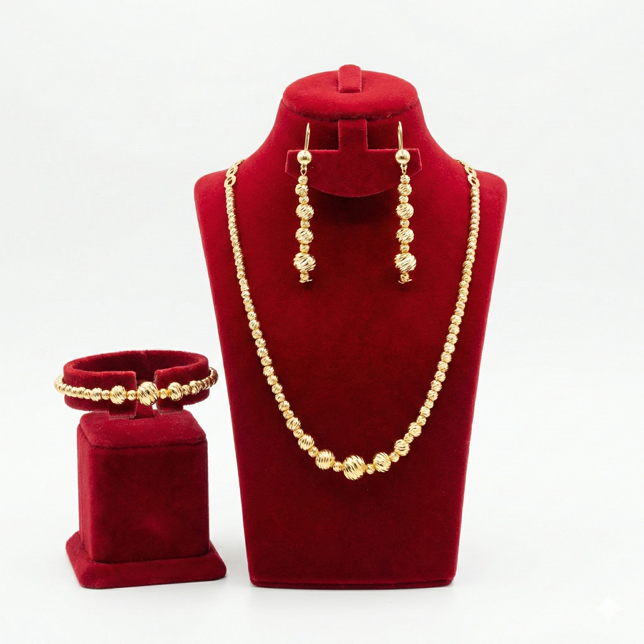 Royal Textured Gold Beaded 3-Piece Set