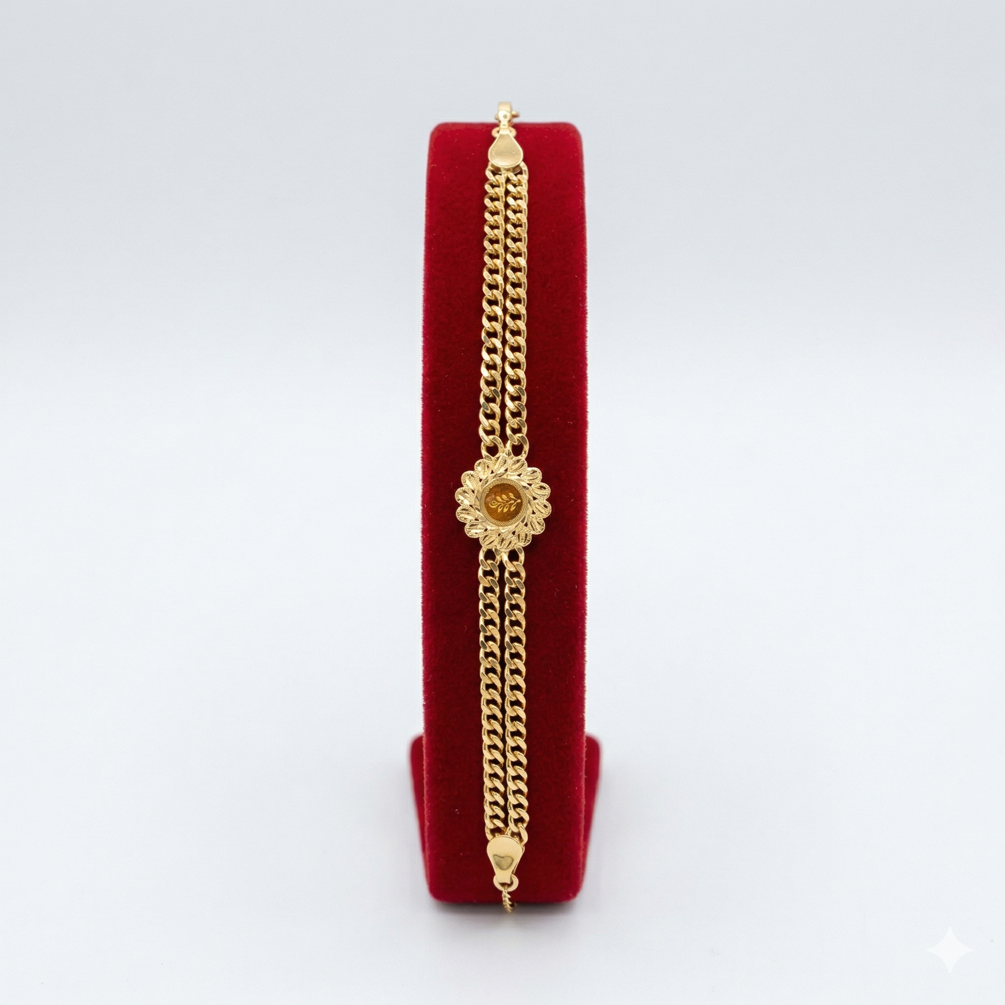 Elegant Double-Chain Floral Gold-Tone Bracelet
