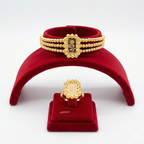 Royal Triple-Row Rose Bracelet & Ring Set