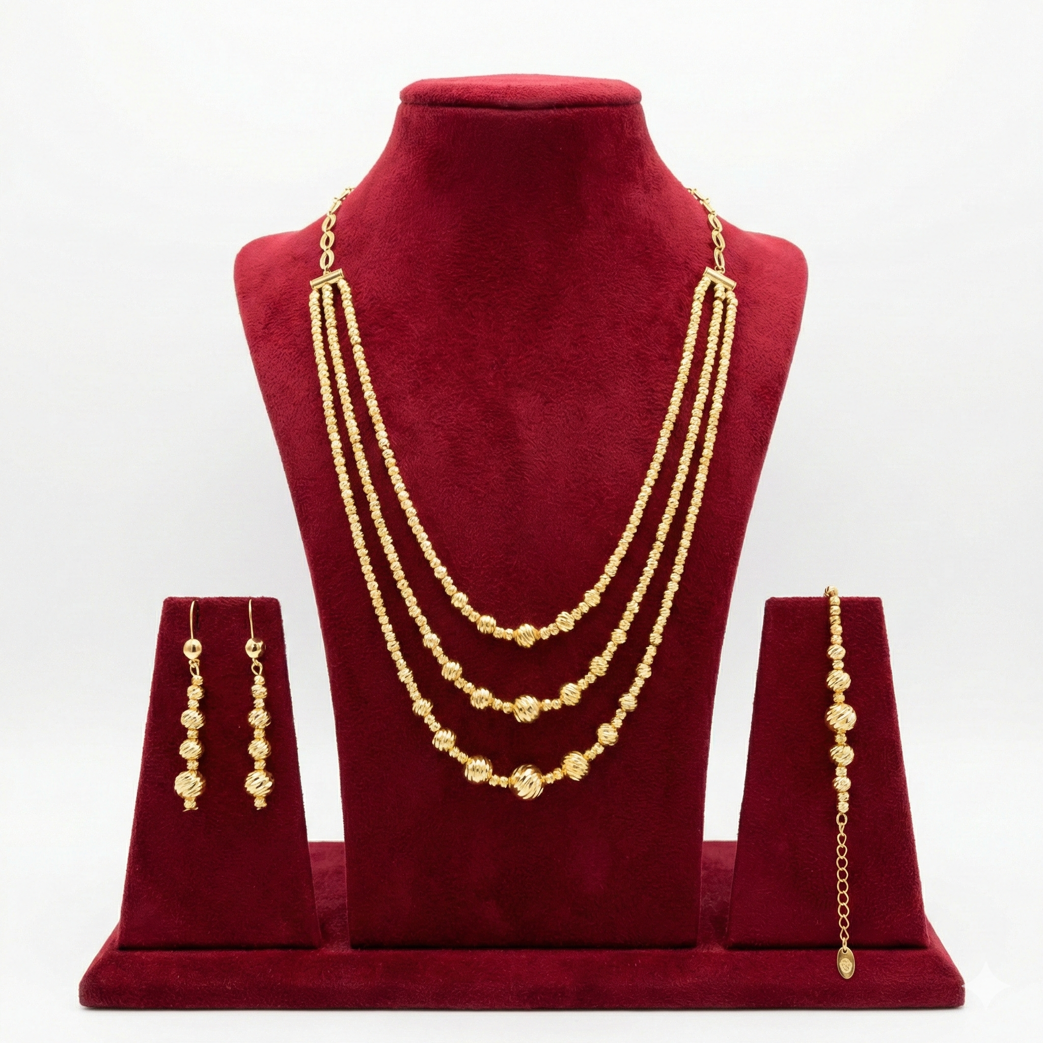 Royal Golden 3-Tier Beaded 3-Piece Set