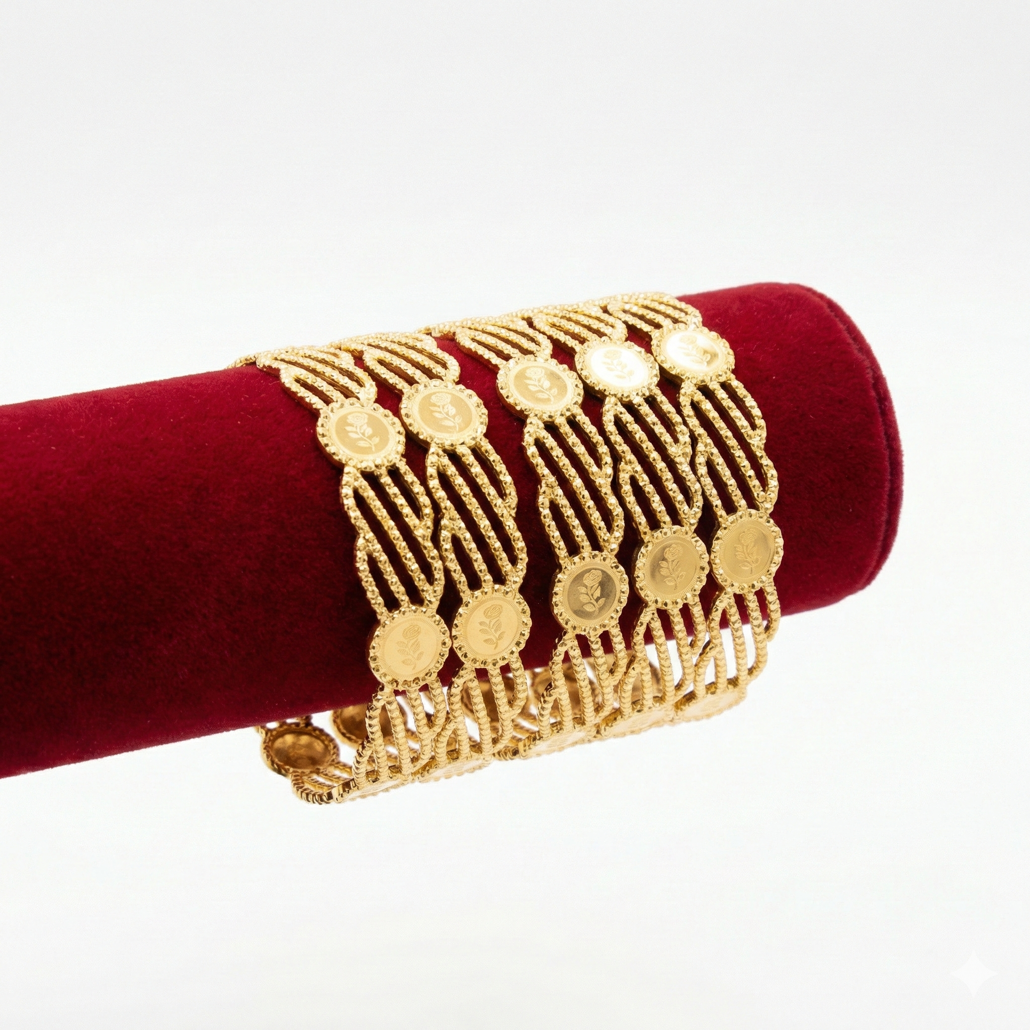Heritage Rose Multi-Medallion Wide Gold Bangle